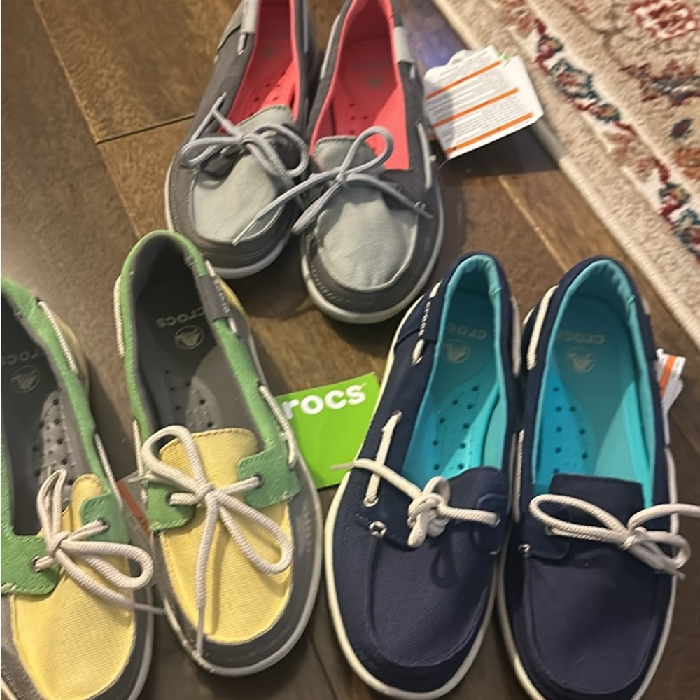 Crocs Walu Boat Shoes - Blue, Gray, Yellow
